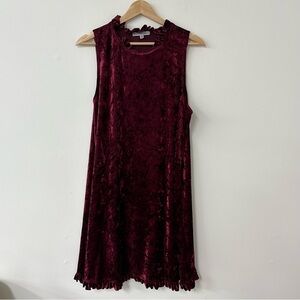 Annalee and Hope Red Crushed Velvet Dress Size XL Ruffled Hem Holiday Party Midi
